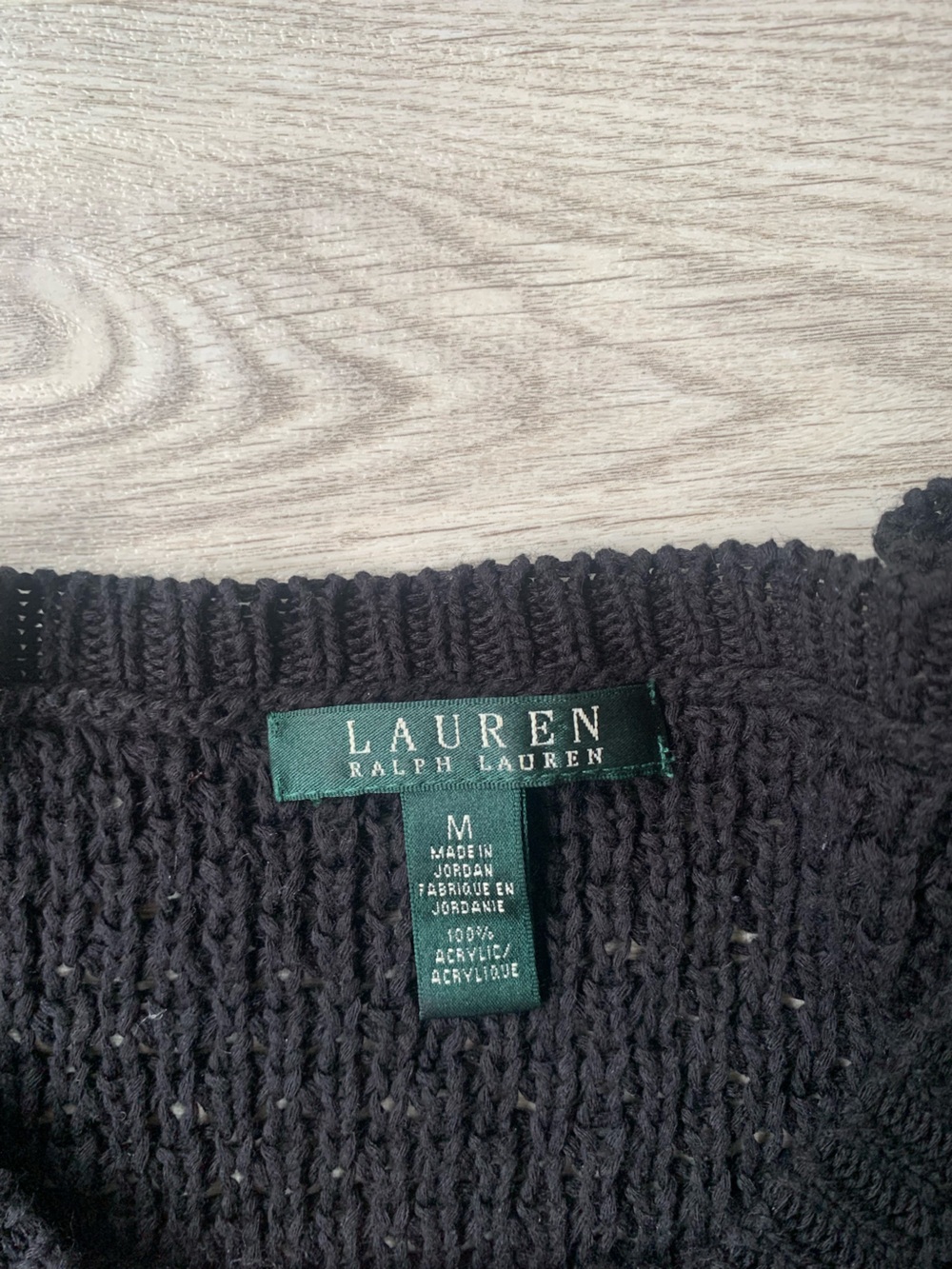 Lauren Ralph Lauren Black Open Crochet Knit Pullover Sweater Size M - Picture 7 of 10